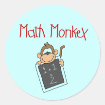 Math Monkey Tshirts and Gifts Round Stickers