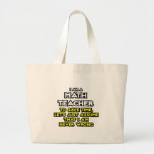 Math Teacher...Assume I Am Never Wrong Canvas Bags