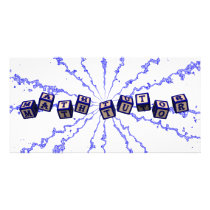 Math Tutor toy blocks in blue Personalized Photo Card