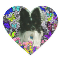 Matisse in Butterflies II - White & Black Papillon Heart Sticker