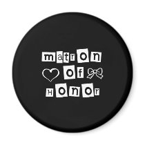 Matron of Honour White on Black Refrigerator Magnets
