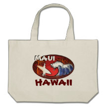 Maui Hawaii surfer waves art beach bag