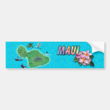 Maui Map Bumper Stickers