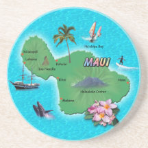 Maui Map Drink Coasters
