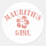 Mauritius Pink Girl Round Stickers