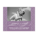 Mauve Damask Save the Date postcards