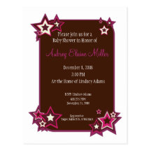 Mauve Stars Baby Shower Invitation Postcards
