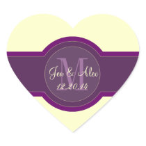Mauve Wedding Favour Stickers Heart Shaped