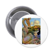 Maxfield Parrish's Conversation with a Dragon Pinback Button