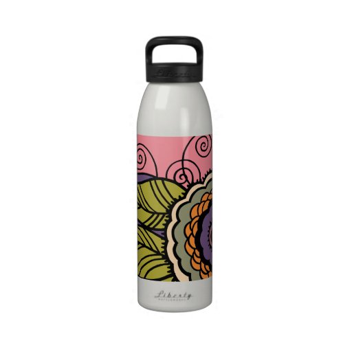 MAY FLOWER - LOVELY ART DECO FLORAL DRINKING BOTTLES