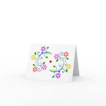 May God Bless You, with Flowers, Swirls, & a Heart Cards