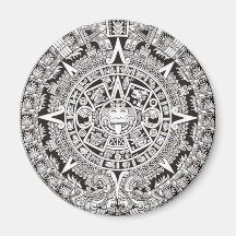 Mayan Calendar Magnet Black and White