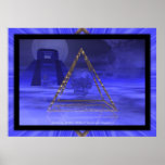 Mayan God Pryamid Temple and Crystal Skull posters
