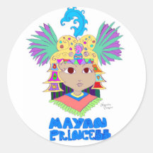Mayan Princess Round Stickers
