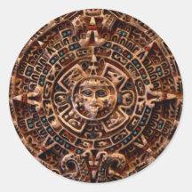 MAYAN Sun Calendar of Mexico Round Stickers