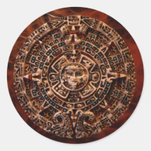 MAYAN Sun Calendar of Mexico Round Stickers