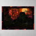 Mayan Temple with Crystal Skull posters