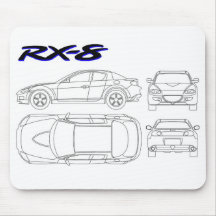 Mazda rx8 rx-8  blueprint print mousepads