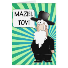 Mazel Tov Greeting Card - Jewish Rabbi cartoon