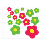 meadow green pink flowers post cards
