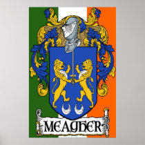 Meagher Coat of Arms Irish Flag Print