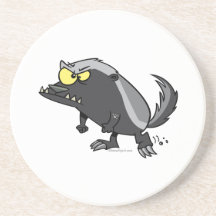 mean honey badger cartoon character coaster