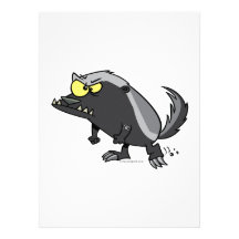 mean honey badger cartoon character personalized invite