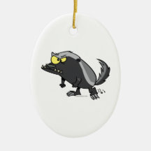 mean honey badger cartoon character christmas ornament