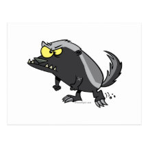 mean honey badger cartoon character postcards