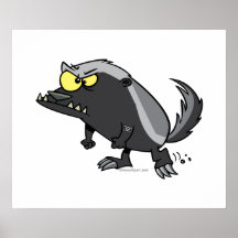 mean honey badger cartoon character posters