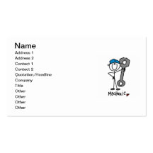 Mechanic With Wrench Stick Figure Business Cards