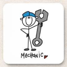 Mechanic With Wrench Stick Figure Drink Coaster
