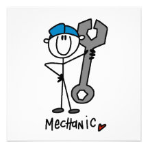 Mechanic With Wrench Stick Figure Personalized Invitation