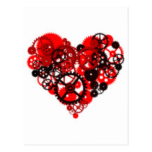 MECHANICAL STEAMPUNK HEART POST CARD