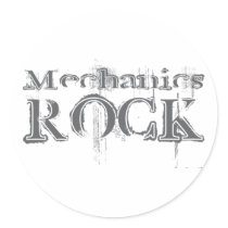 Mechanics Rock Round Stickers