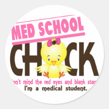 Med School Chick 2 Round Stickers