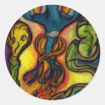 Medatative Enlightenment Round Stickers