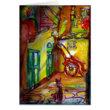 Mediaeval alley by night in Florence Greeting Cards