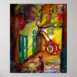 Mediaeval alley by night in Florence posters