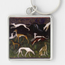 Mediaeval Greyhound Dogs Renaissance Art Keychain