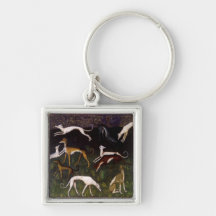 Mediaeval Greyhounds Fine Art Keychain