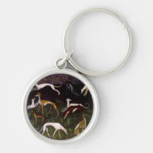 Mediaeval Greyhounds Fine Art Keychains