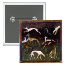 Mediaeval Greyhounds Fine Art Pins