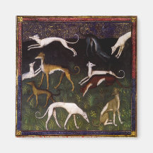 Mediaeval Greyhounds Fine Art Refrigerator Magnet