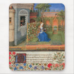 Mediaeval maiden in courtyard rose garden mousepads
