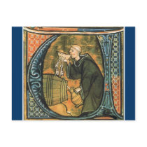 Mediaeval Monk Tasting Wine Postcard