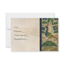 Mediaeval Pheasant Parchment rsvp with envelopes