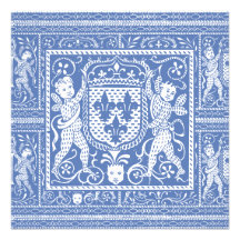 Mediaeval Renaissance Elegant Blue and White Personalized Invitation