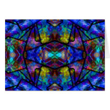 Mediaeval Stained Glass Digital Abstract Art Greeting Card