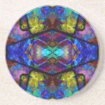 Mediaeval Stained Glass Digital Abstract Art Drink Coasters